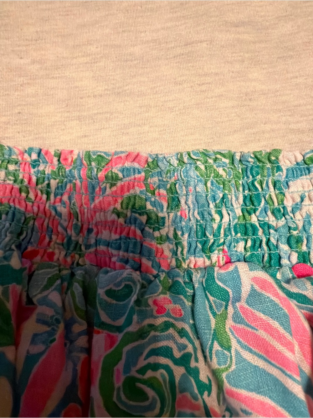 Lilly Pulitzer Pink, Blue & Green Smocked Neck Blouse - Picture 9 of 12